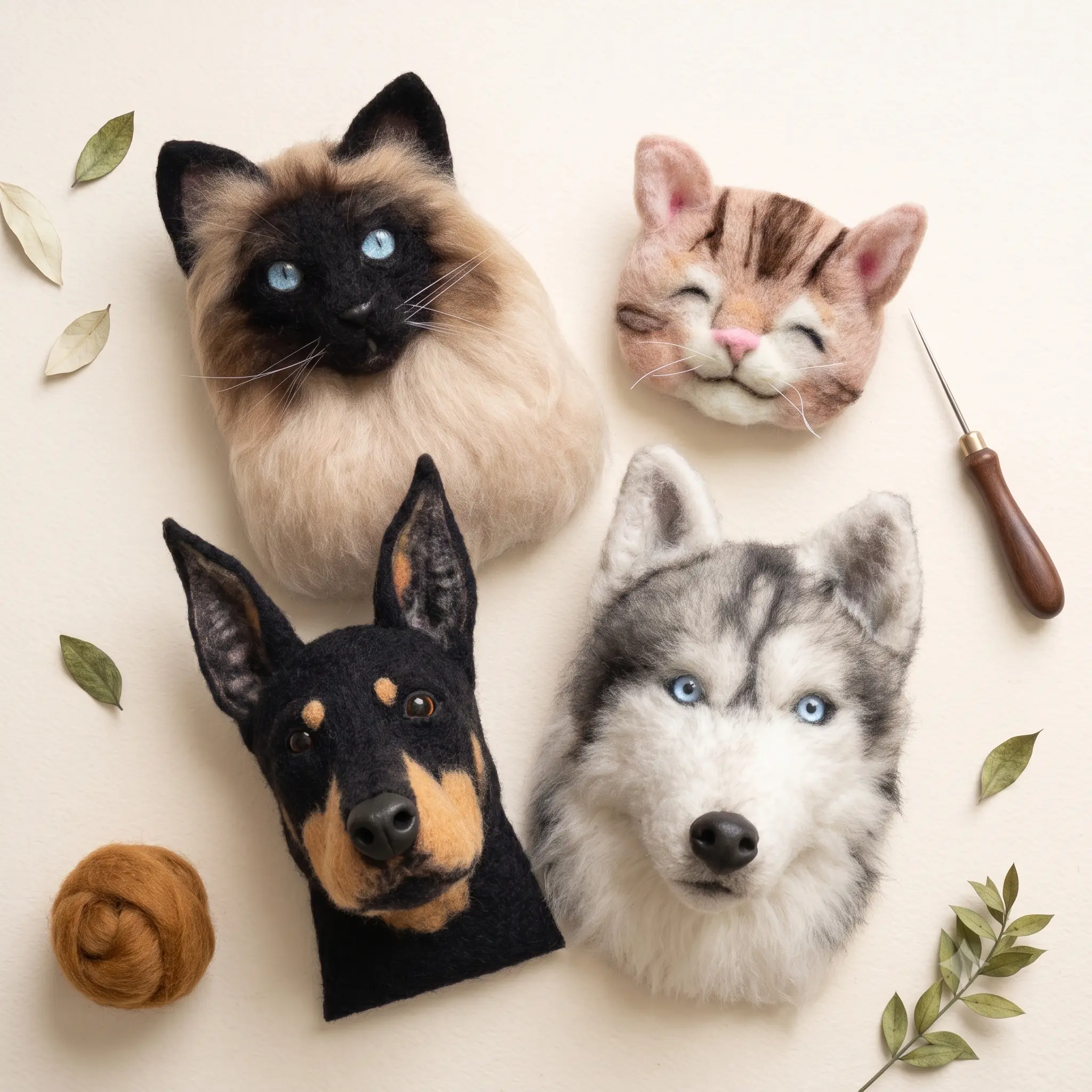 Peças de feltragem realista de pets